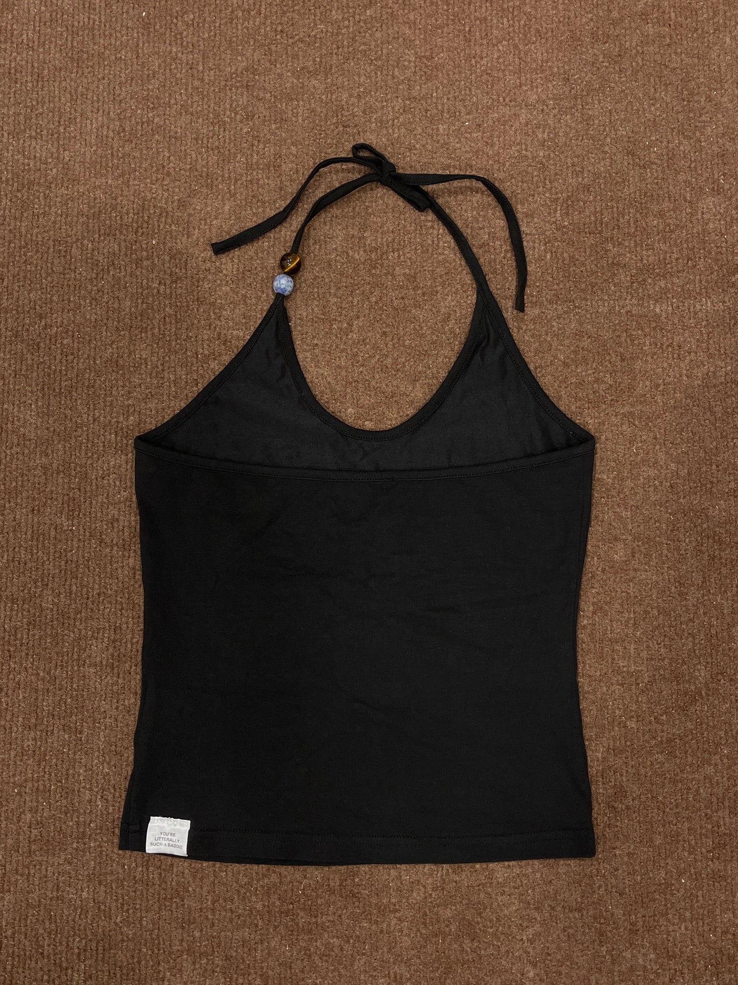 agate beads halter top(black)