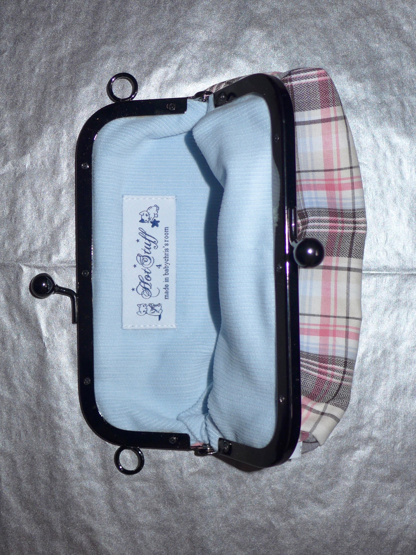 kiss lock pouch(warm pink plaid)
