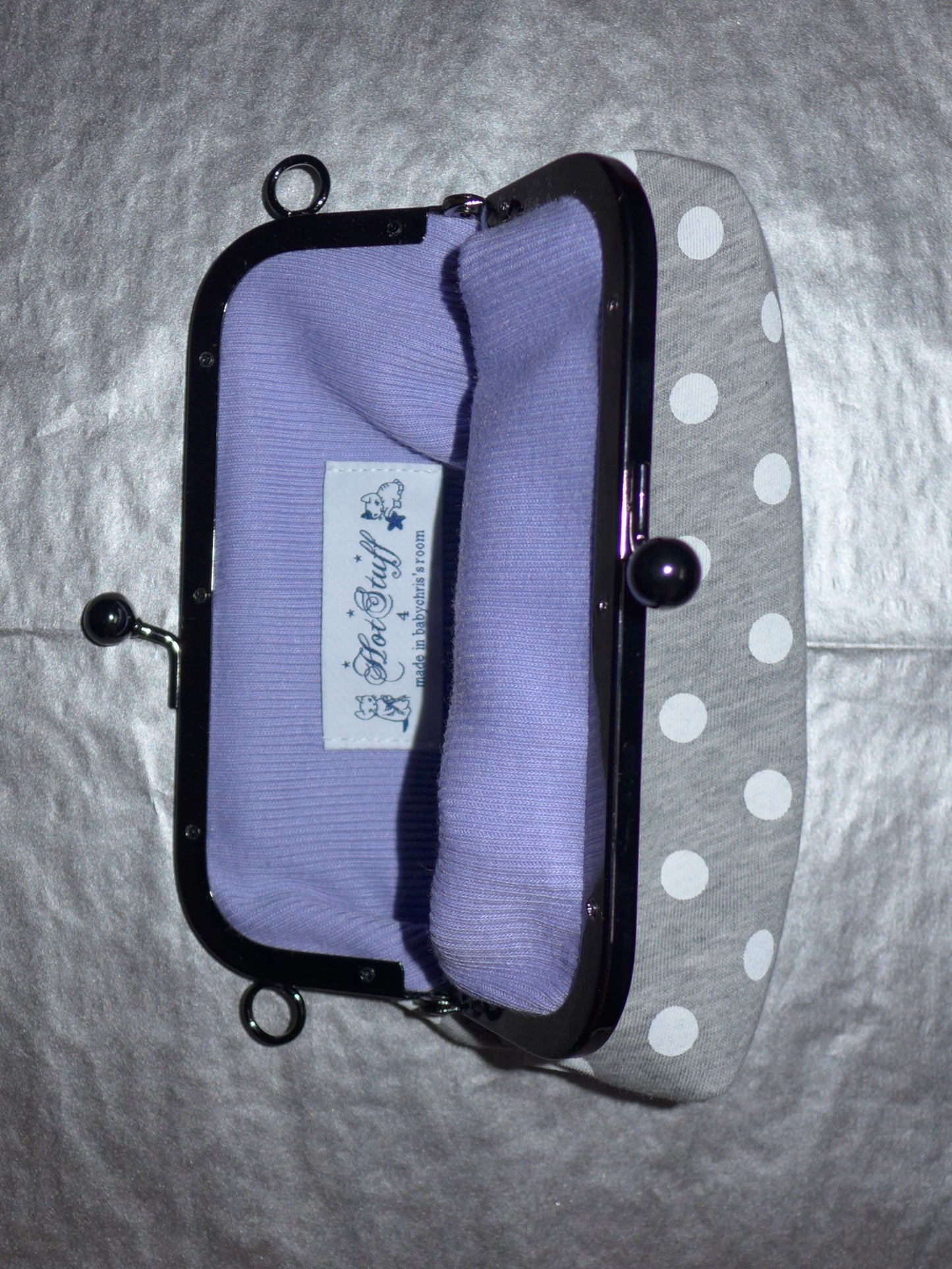 kiss lock pouch(grey polka dot)