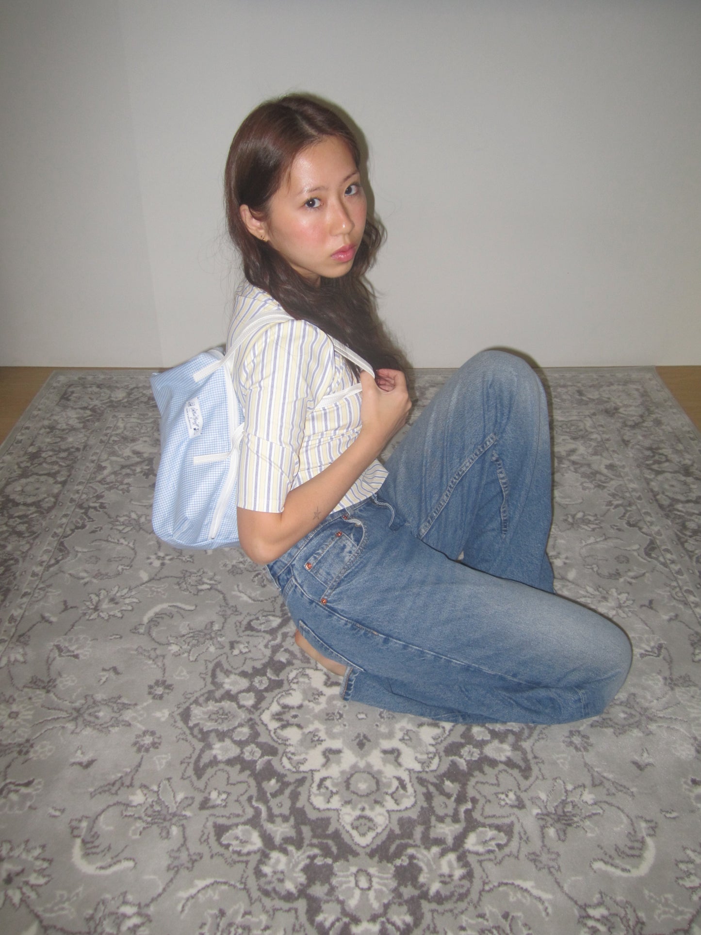 ava box bag(blue gingham)