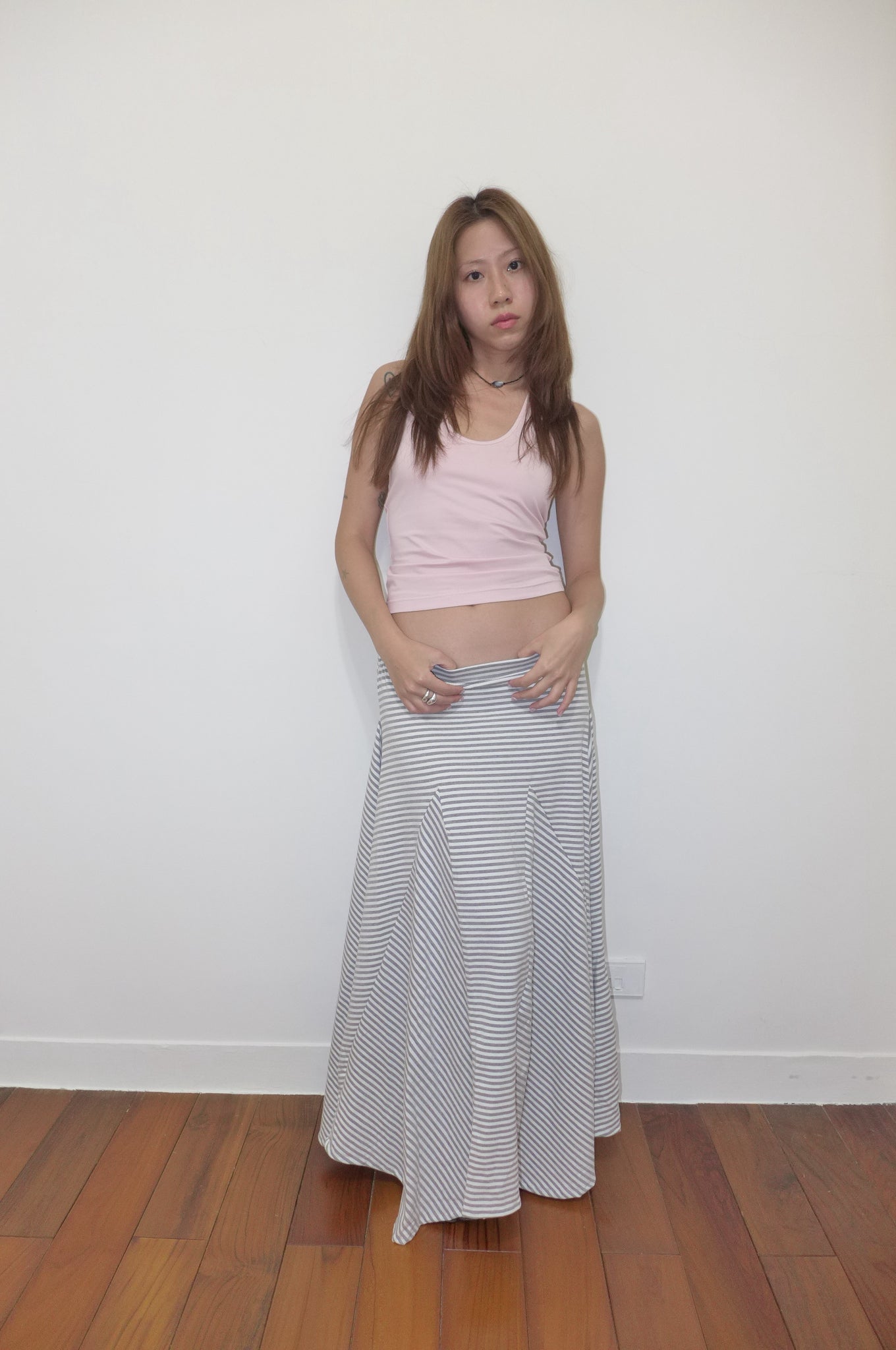 riley striped skirt(grey)