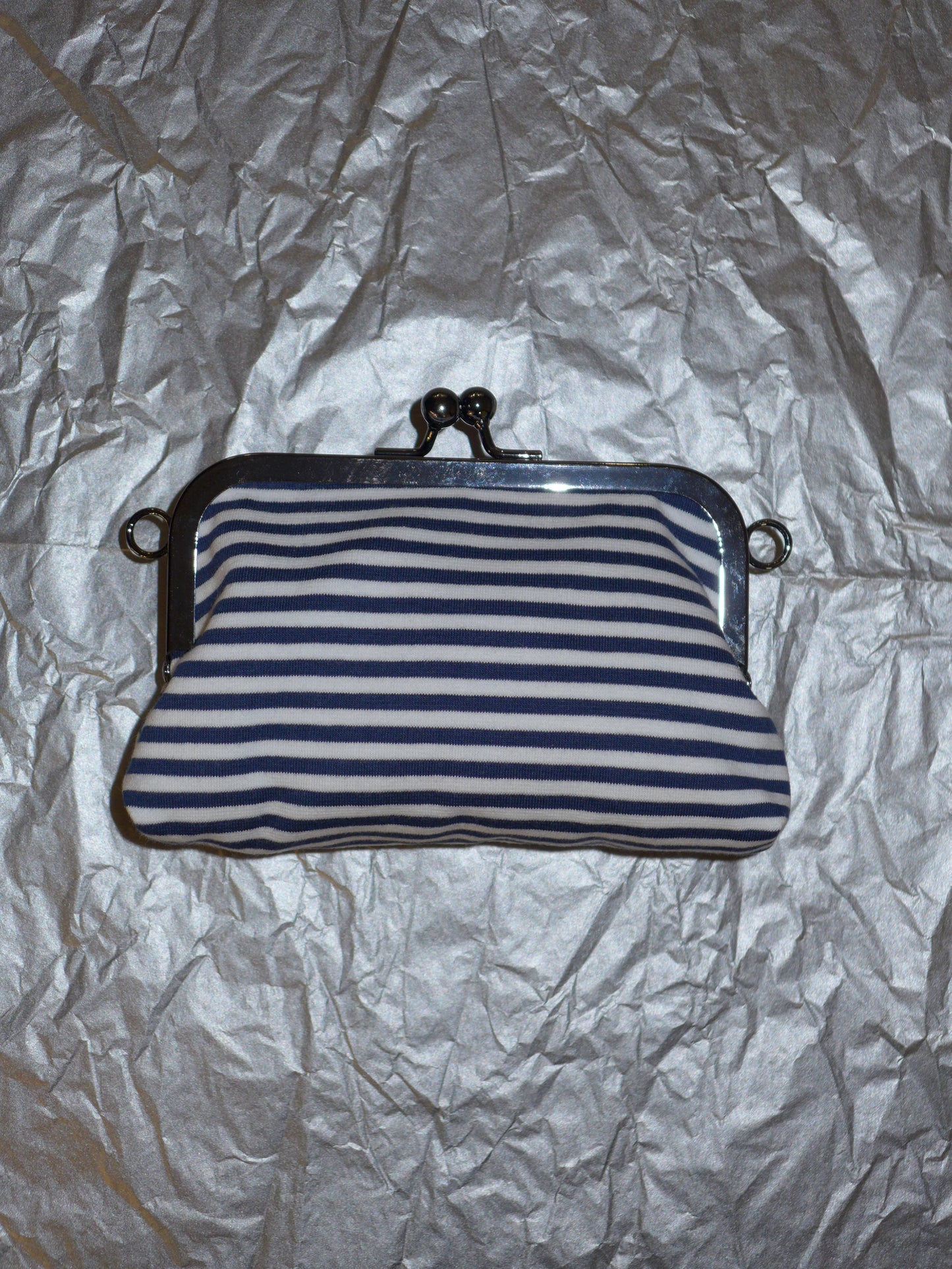 kiss lock pouch(navy&white striped)
