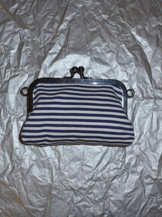 kiss lock pouch(navy&white striped)