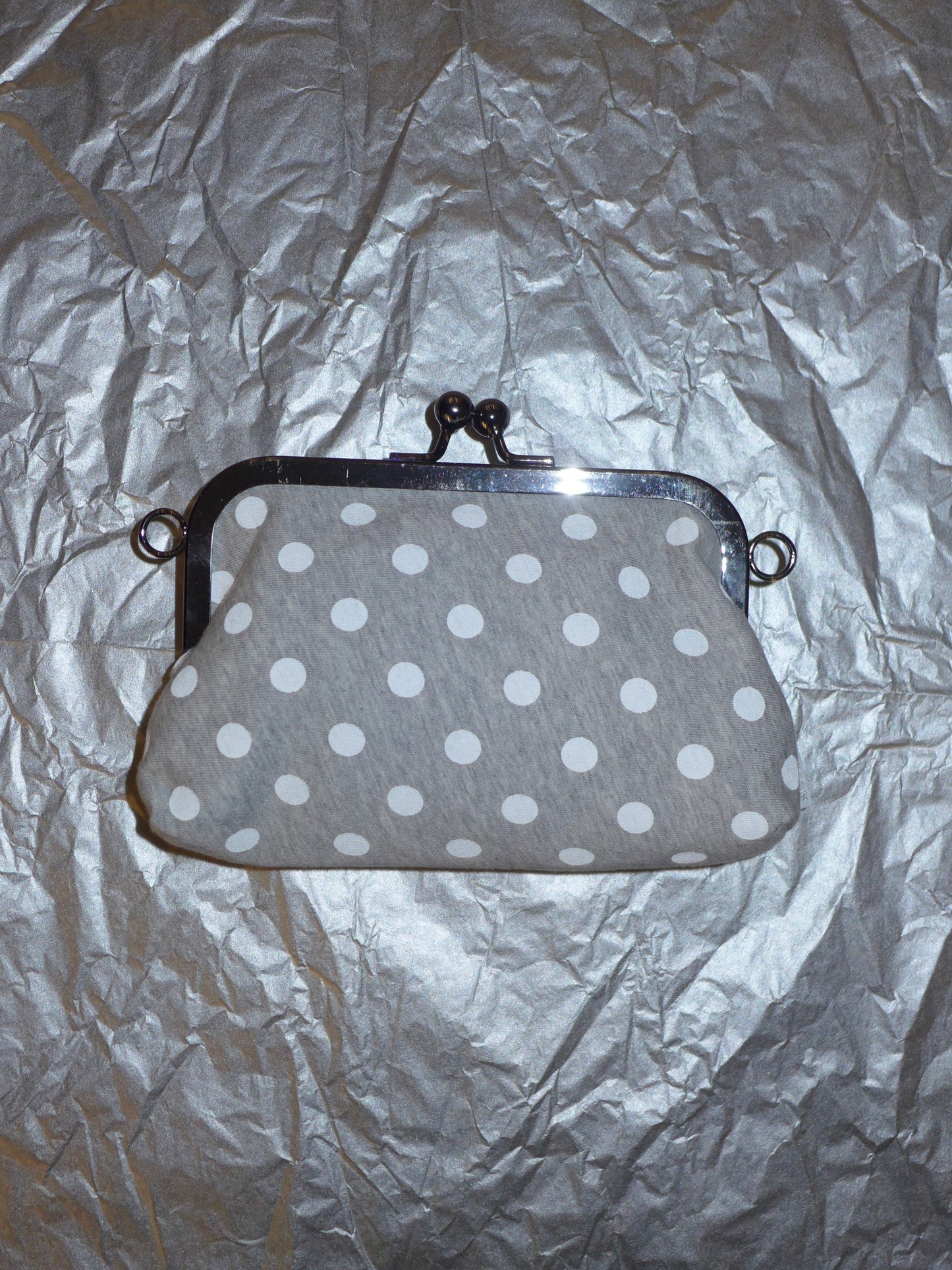kiss lock pouch(grey polka dot)
