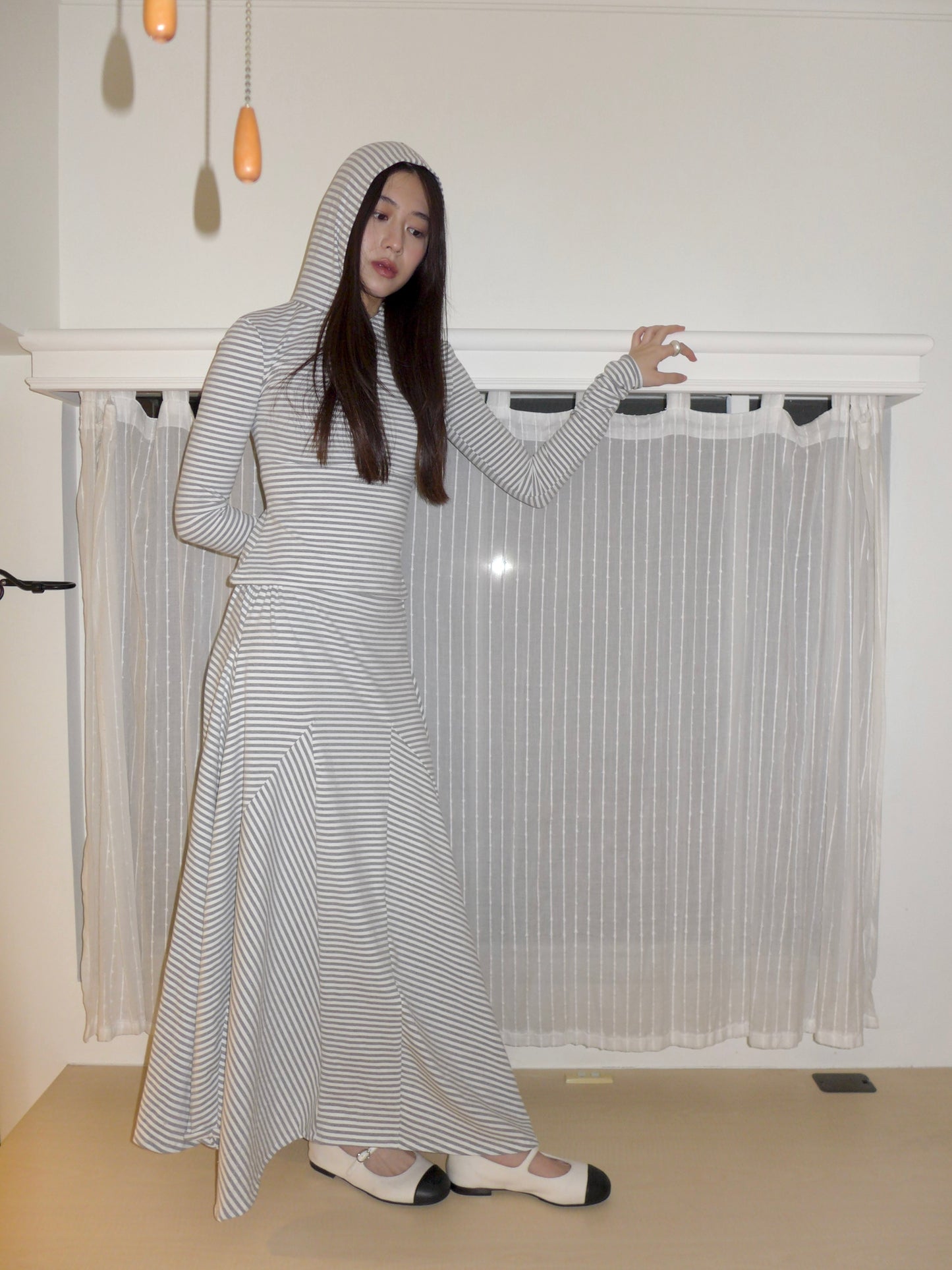 riley striped skirt(grey)