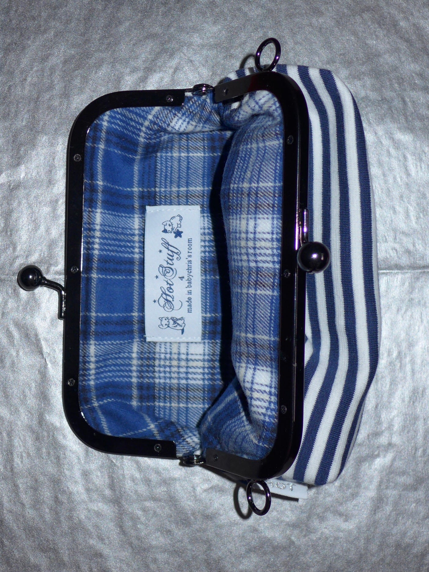 kiss lock pouch(navy&white striped)