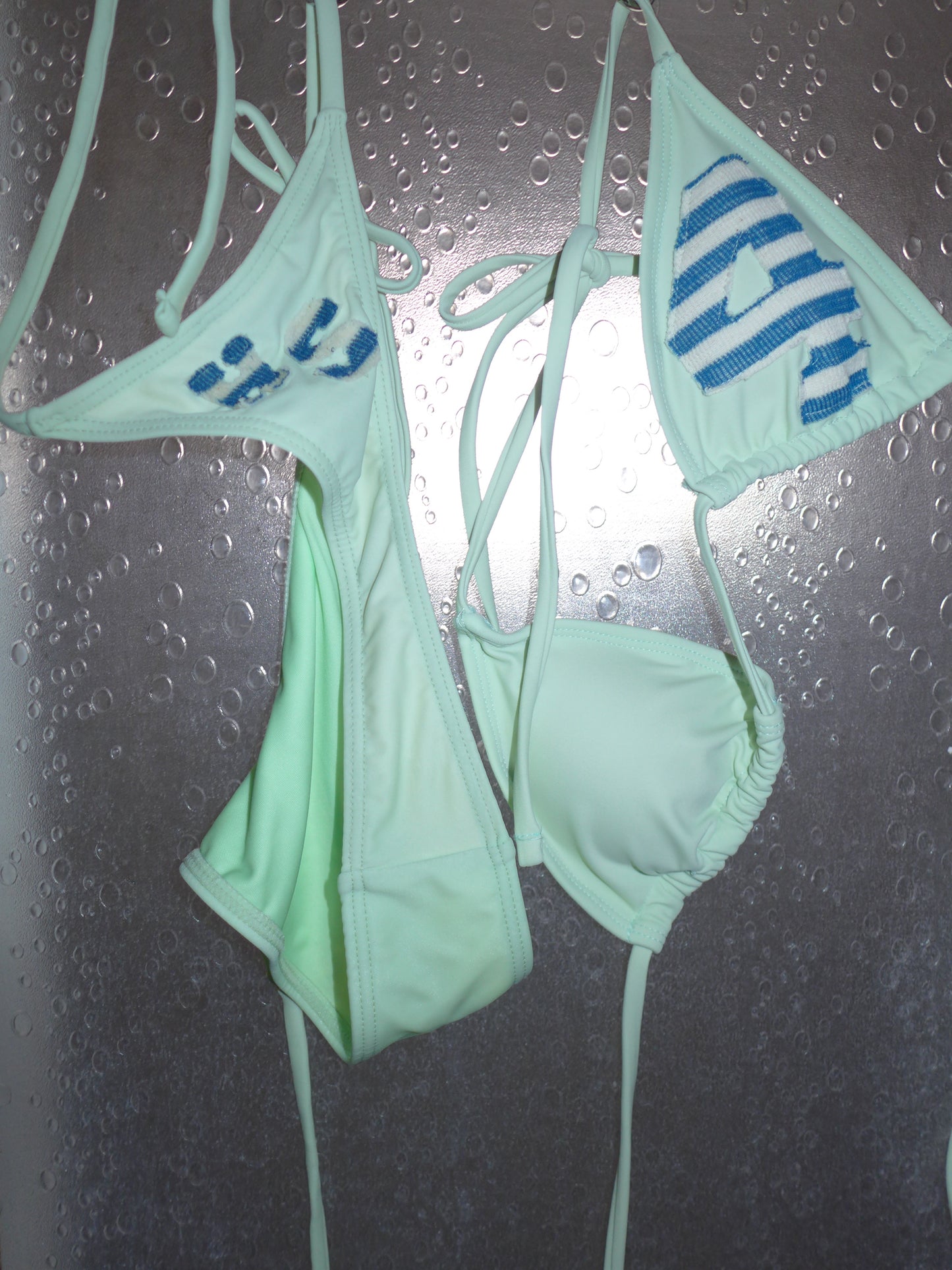 hand-sewn patchwork bikini(mint)