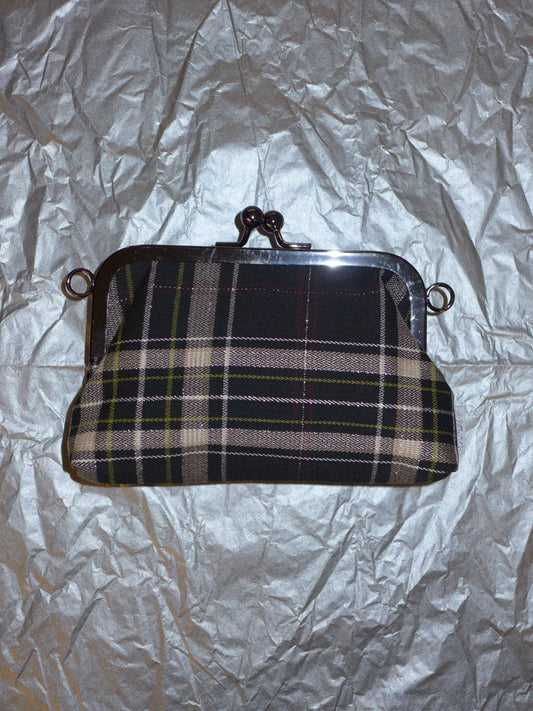 kiss lock pouch(black plaid)