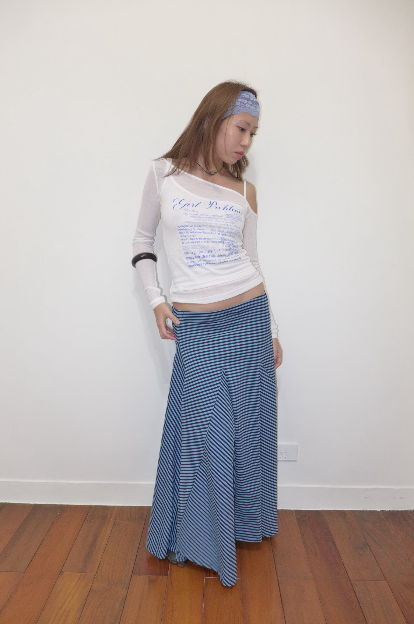 riley striped skirt(blue)