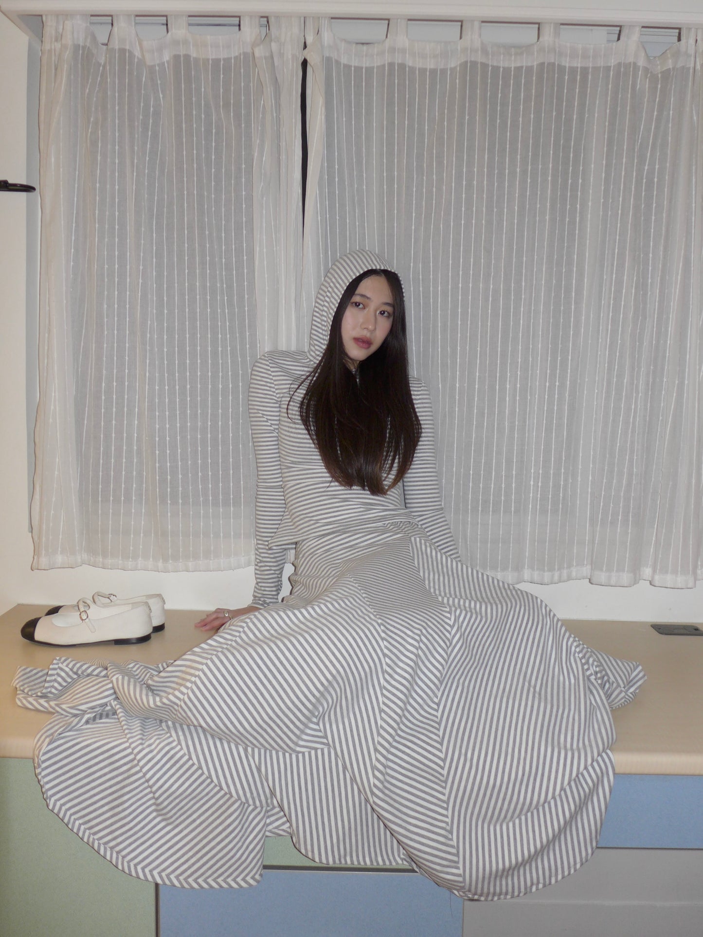 riley striped skirt(grey)