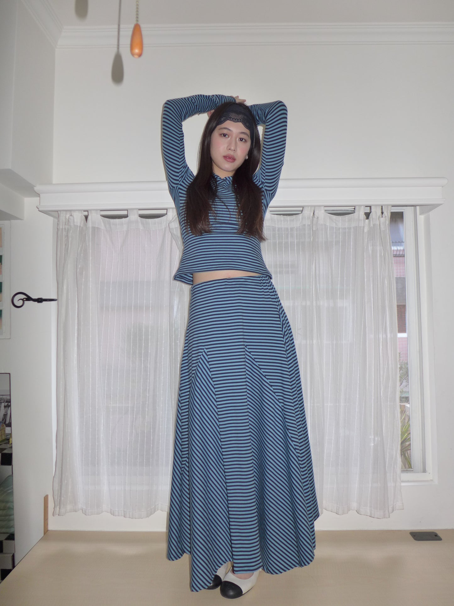 riley striped skirt(blue)