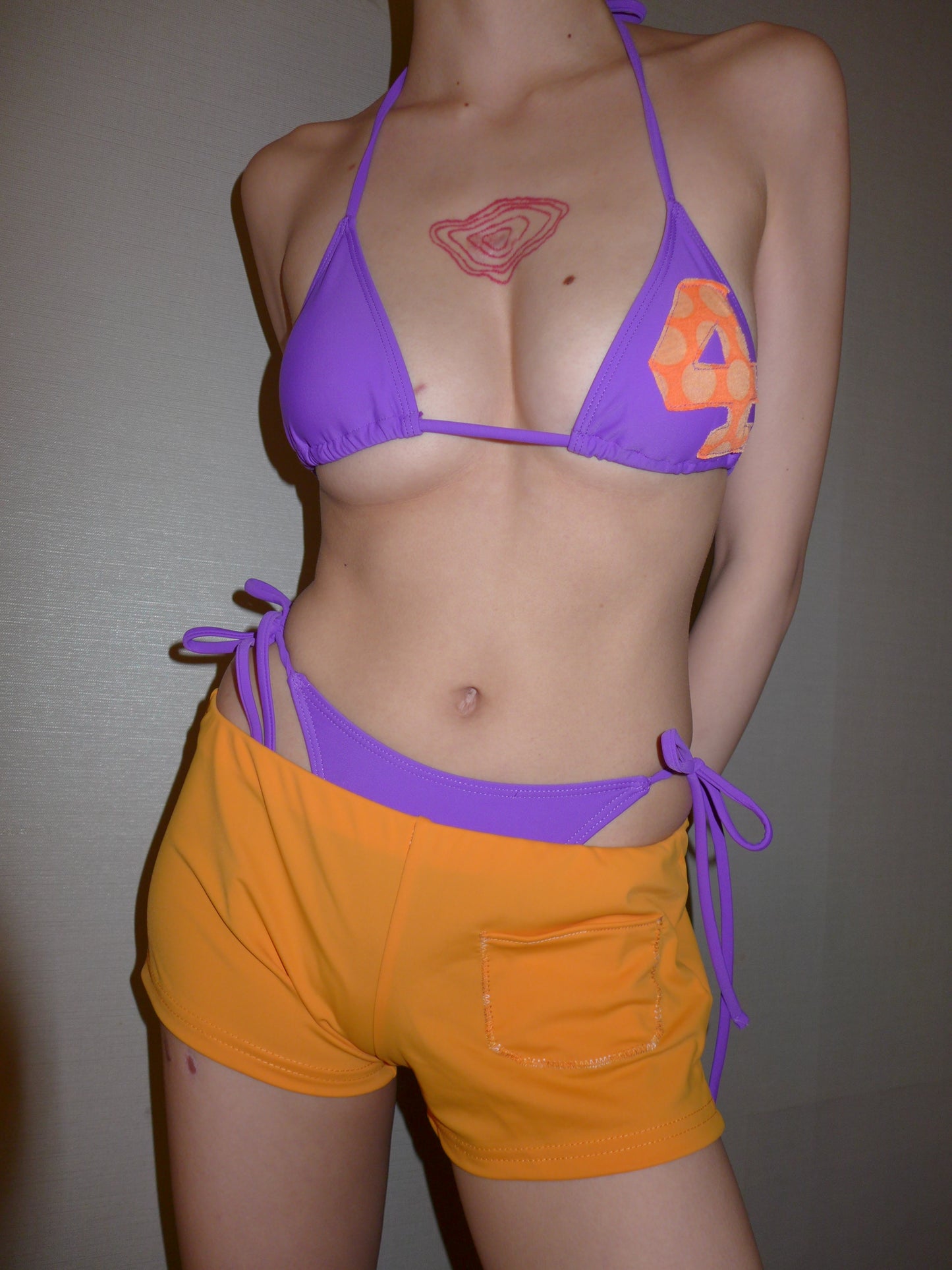 pocket mini swim shorts(orange)